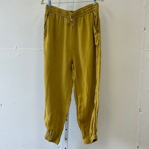 Gorman Australia Mustard Yellow Linen Lyocell Blend Jogger Pants GGFQ584 Size 10